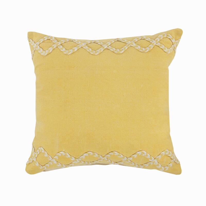 Power-Loomed Braided Cotton Throw Pillow Cover - 20" - Yellow and White
