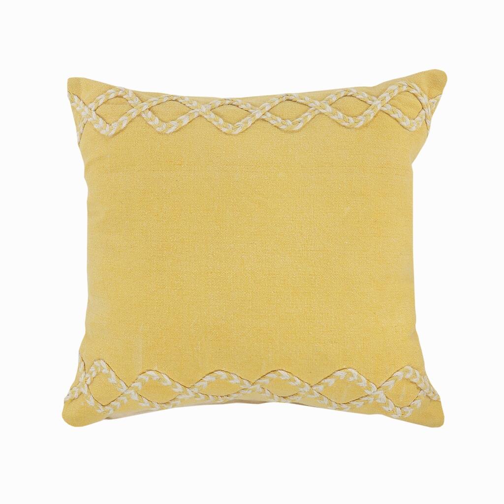 Power-Loomed Braided Cotton Throw Pillow Cover - 20" - Yellow and White
