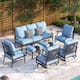 MAISON ARTS 6/7-Piece Patio Conversation Sets, Sofa Set with 2/4 x Single Chairs, 1 x 3-seater Sofa and Coffee Table/Ottomans - Set 6 - Baby Blue