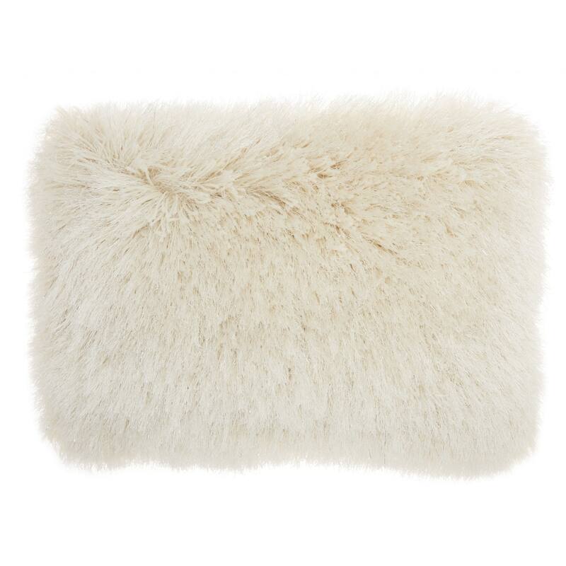 HomeRoots 14" X 20" Slate Gray Faux Fur Throw Pillow - 14" x 20" - Polyester - CREAM