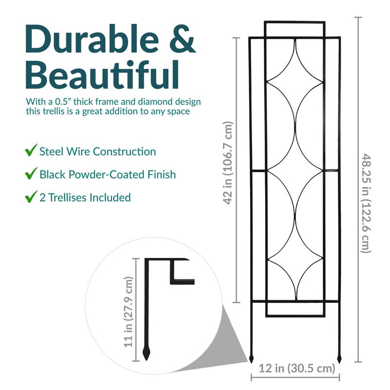 Sunnydaze Set of 2 Chic Diamonds Design Steel Garden Plant Trellis