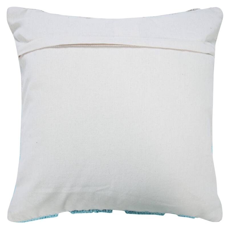 HomeRoots 20" X 20" Bright Blue And Off-White 100% Cotton Geometric Zippered Pillow