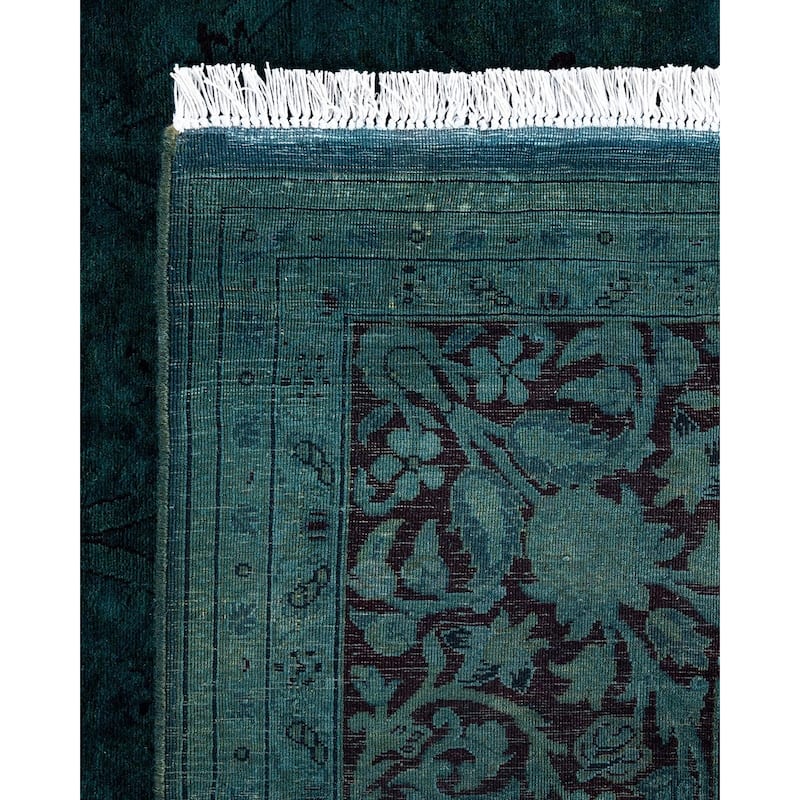 Overdyed, One-of-a-Kind Hand-Knotted Area Rug - Green - 7' 10" x 10' 1"