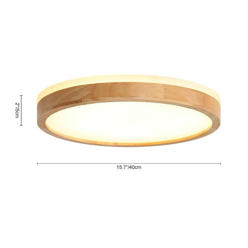 Dimmable Round Wooden LED Flush Mount Ceiling Light