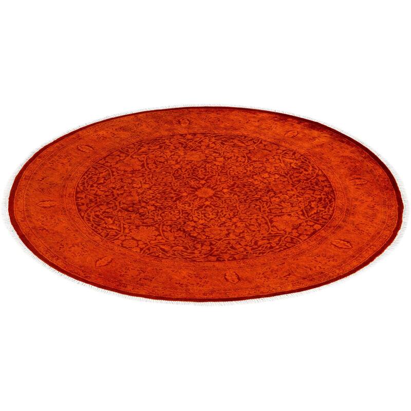 Overdyed One-of-a-Kind Hand-Knotted Area Rug - Orange - 5' 0" x 5' 0"