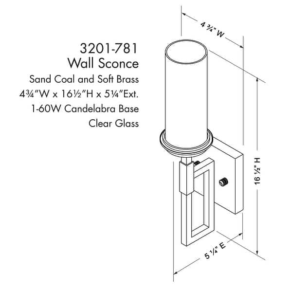 dimension image slide 1 of 2, Minka Lavery 3201 Hillstone 7" Tall Wall Sconce
