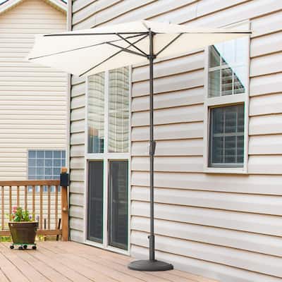 Patio Umbrella, 9 FT Half Round Umbrella, Weather-Resistant Polyester