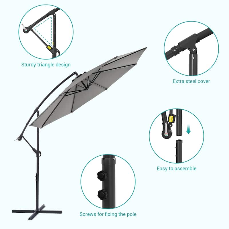 BONOSUKI 10ft Patio Offset Umbrella Outdoor Hanging Umbrella