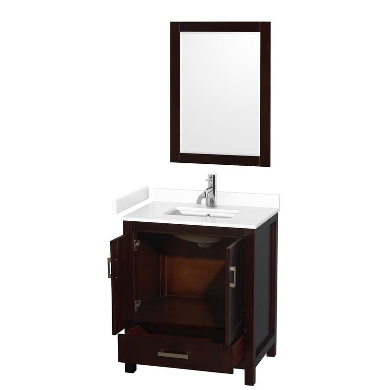 Wyndham Collection Sheffield 30" Single Bathroom Vanity, Carrara