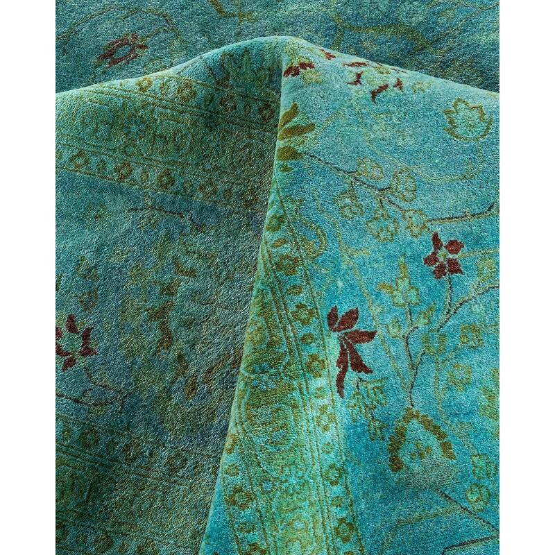 Overdyed, One-of-a-Kind Hand-Knotted Area Rug - Green - 10' 3" x 20' 4"