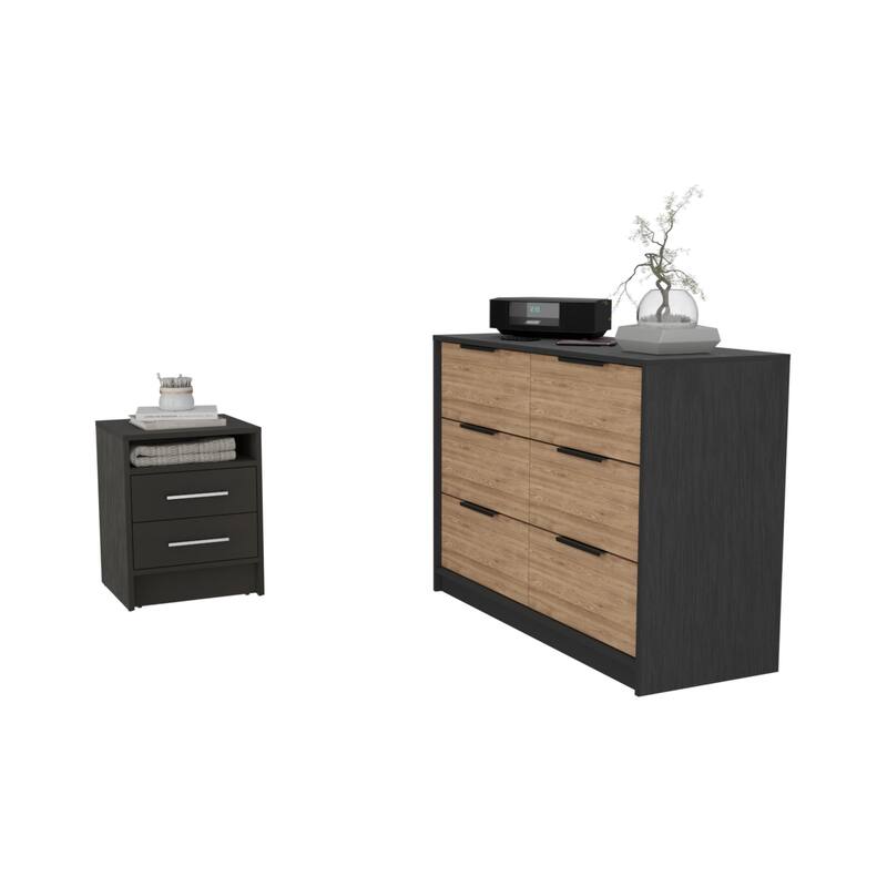 HomeRoots Two Piece Black and Gray Bedroom Set