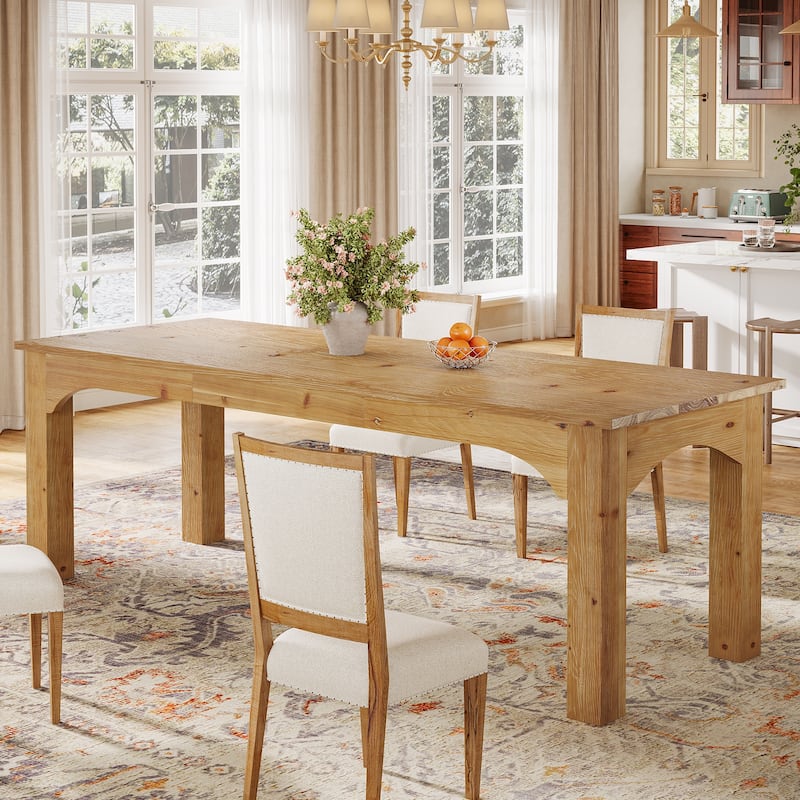 79 Inch Long Solid Wood Dining Table, Farmhouse Rectangular Kitchen Table
