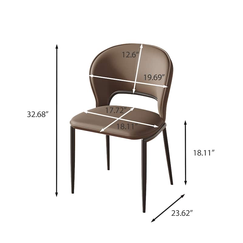 Modern Fully Assembled Dining Chairs, Faux Leather, Light Gray & Brown Options, Set of 2