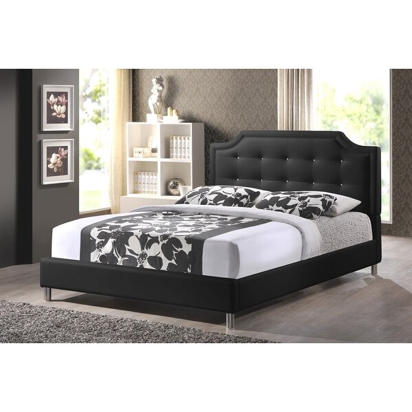 Carlotta Black Faux Leather Platform Bed w/Upholstered Headboard (Full). Opens flyout.