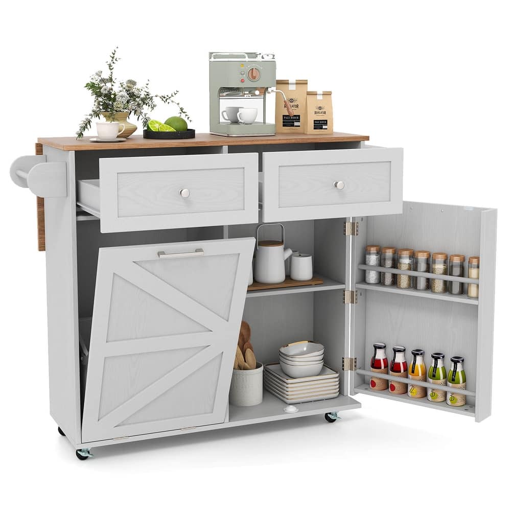 Costway Rolling Kitchen Island Kitchen Island Cart with Drop Leaf - See Details