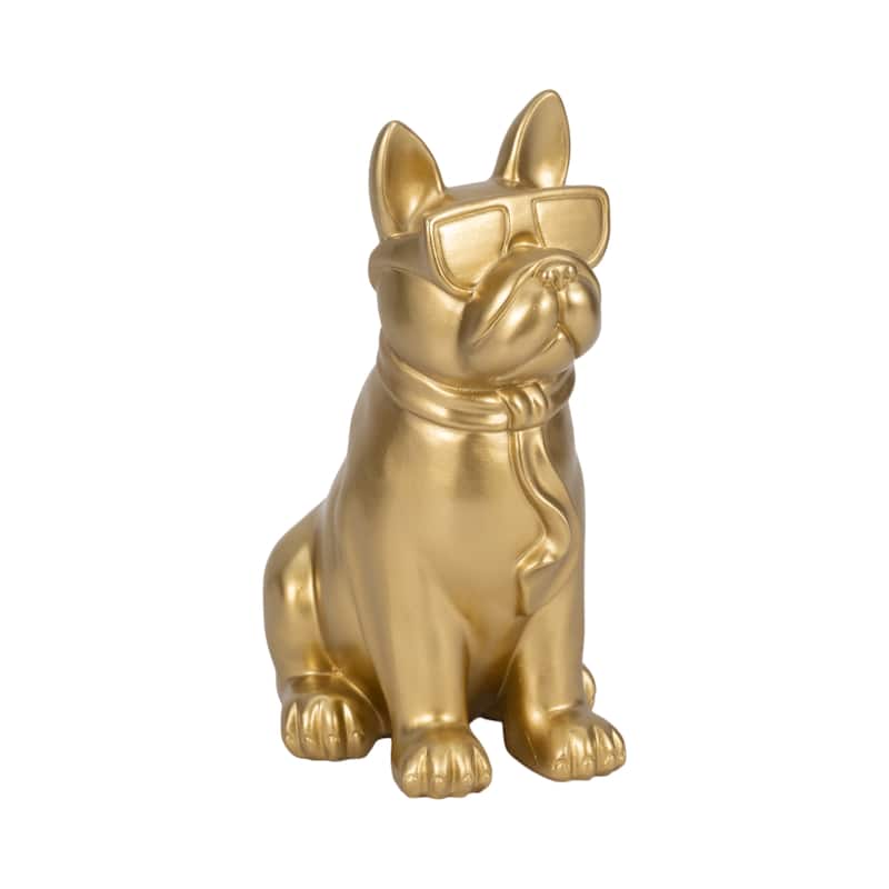 Sagebrook Home 10" Solid Color Cool Shades Novelty Boston Terrier - 7" x 5" x 10"