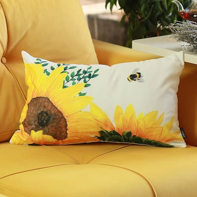Mike&Co Sunflowers Printed Lumbar Pillow Cover 12''x20''