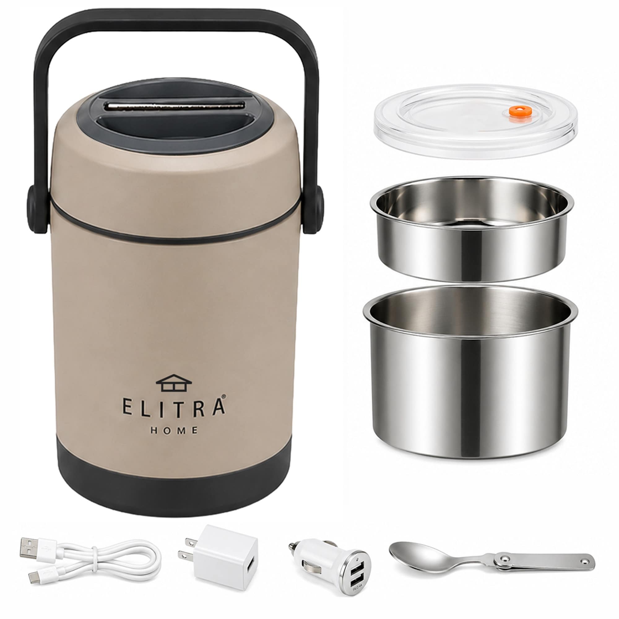 Elitra 304 Stainless Steel Portable Electric Lunchbox USB-C Heated