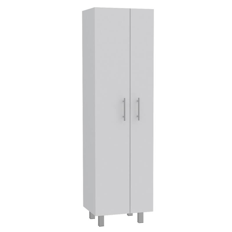 Cleaning Storage Cabinet Tall, Double Door Shelved Cabinet with Metal Handles, 71.3" High