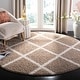 preview thumbnail 57 of 67, SAFAVIEH New York Shag Friedliese Trellis 1.2-inch Thick Rug 6'7" Round - Dark Beige/Ivory - Round