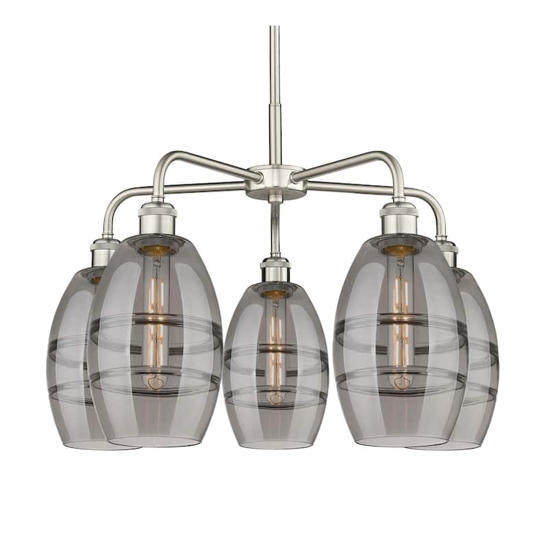 Innovations Lighting 516-5CR-14-24 Vaz Chandelier Vaz 5 Light 24" Wide - Satin Nickel / Smoked