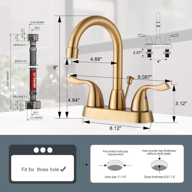 WOWOW 4 Inch Centerset Bathroom Faucet