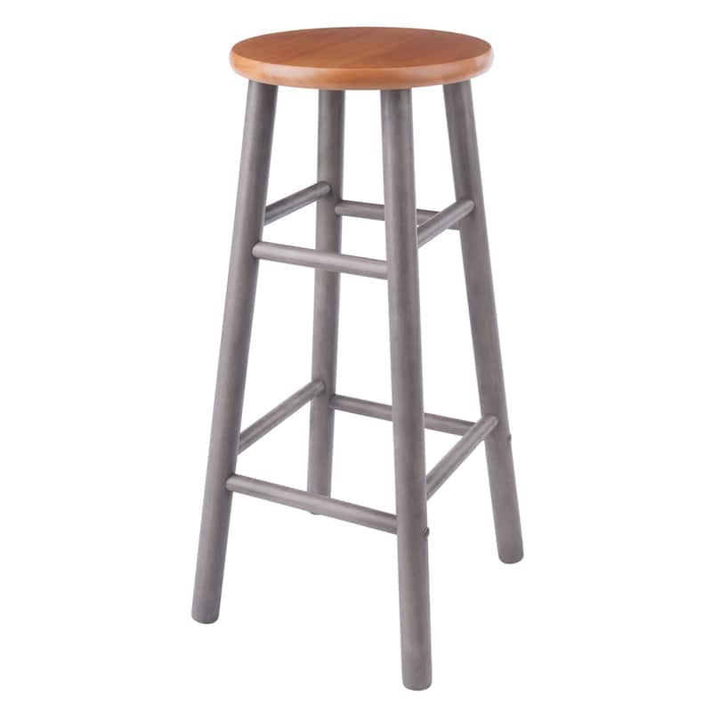 2 Piece Gray and Brown Round Bar Stools 29.25"