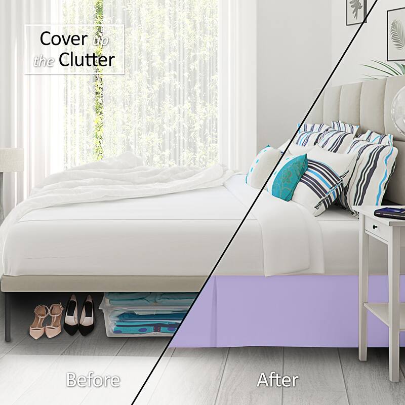 Clara Clark Pleated Bed Skirt-14 inch Tailored Drop - Soft Double Brushed Premium Microfiber Ruffle Bed Skirt - Includes 8 Pins