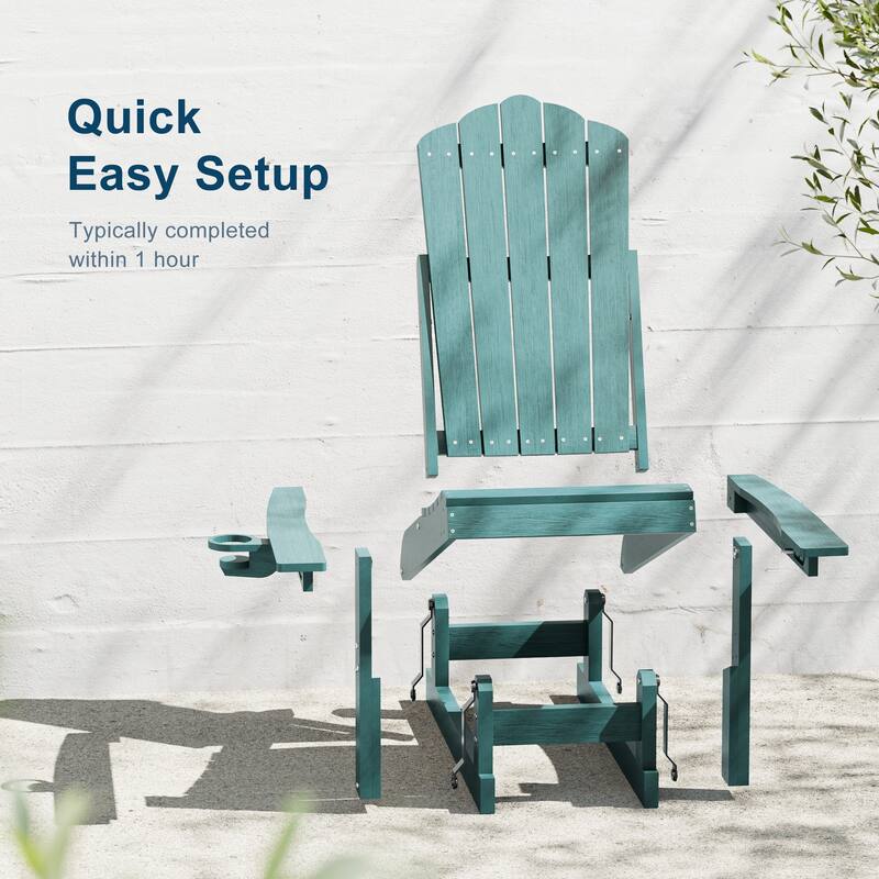 Glider Adirondack Patio Chair, 3-Position Adjust Smooth Motion Chair