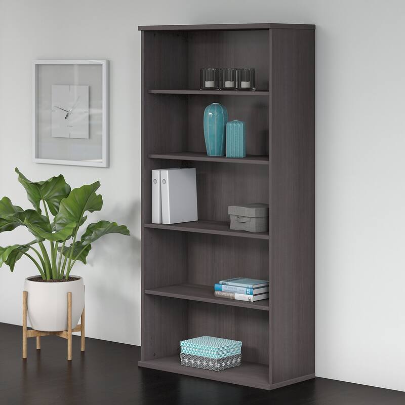 Studio C Tall 5 Shelf Bookcase Bookshelf Organizer by Bush Furniture - Ash Finish