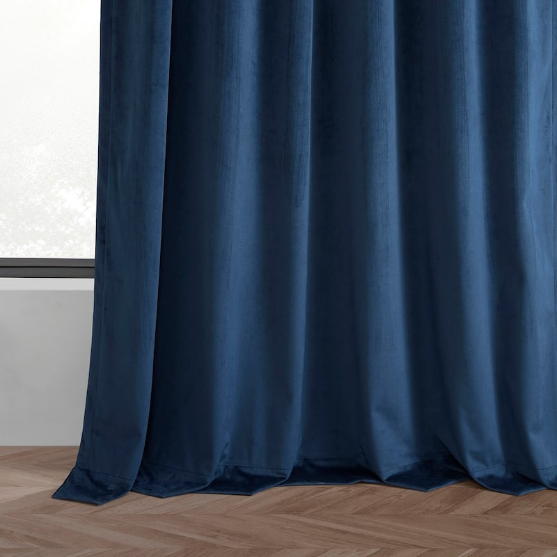 Exclusive Fabrics Basic Deluxe Velvet Room Darkening Curtain Pair - 2 Panels Window Curtains