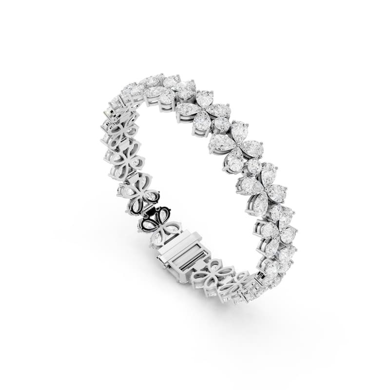 Auriya 14K Gold Lab Grown Nature's Inspired Tennis Bracelet 11 1/10 ct. tw. (F-G VS) - N/A