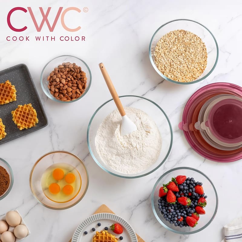 COOK WITH COLOR 12 Pc Glass Nesting Mixing Bowl Set with Lids for Cooking and Prep