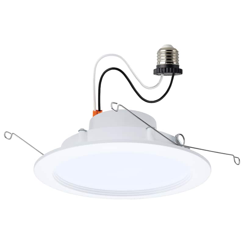 9/11/13W LED Downlight Retrofit 27K/30K/35K/40K/50K CCT 6 Inch Regressed Wafer Round - Matte White
