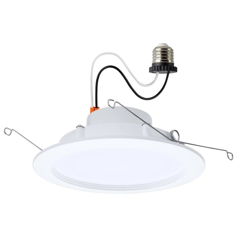 9.5W 6 Inch LED Downlight Retrofit 27K/30K/35K/40K/50K CCT Regressed Wafer Round - Matte White