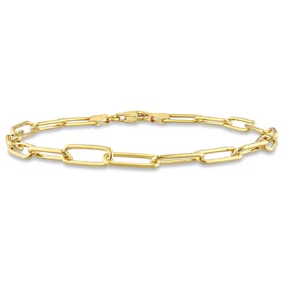 Miadora 18kt Yellow Gold Plated Sterling Silver Paperclip Men's Bracelet