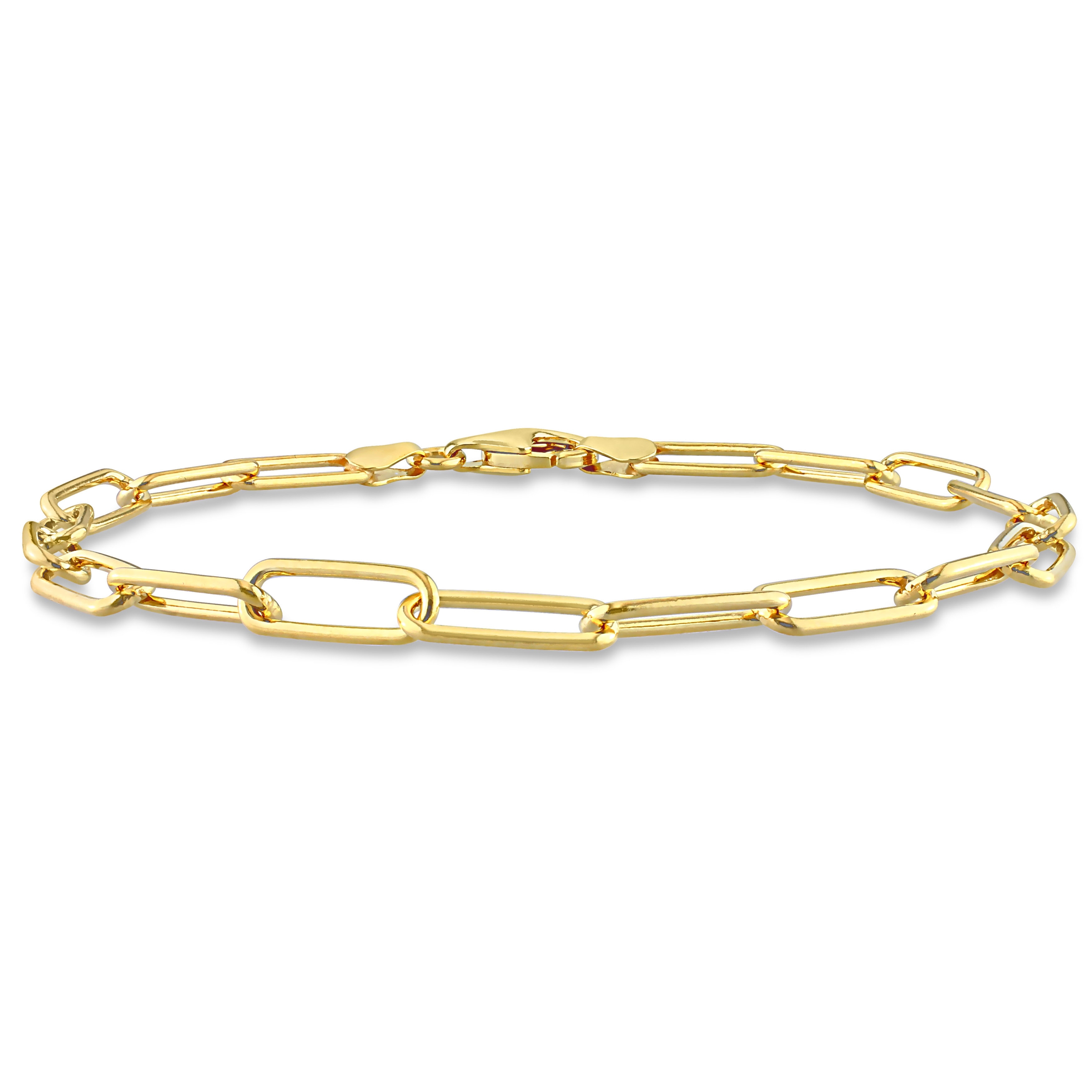 Miadora 18kt Yellow Gold Plated Sterling Silver Paperclip Men's Bracelet