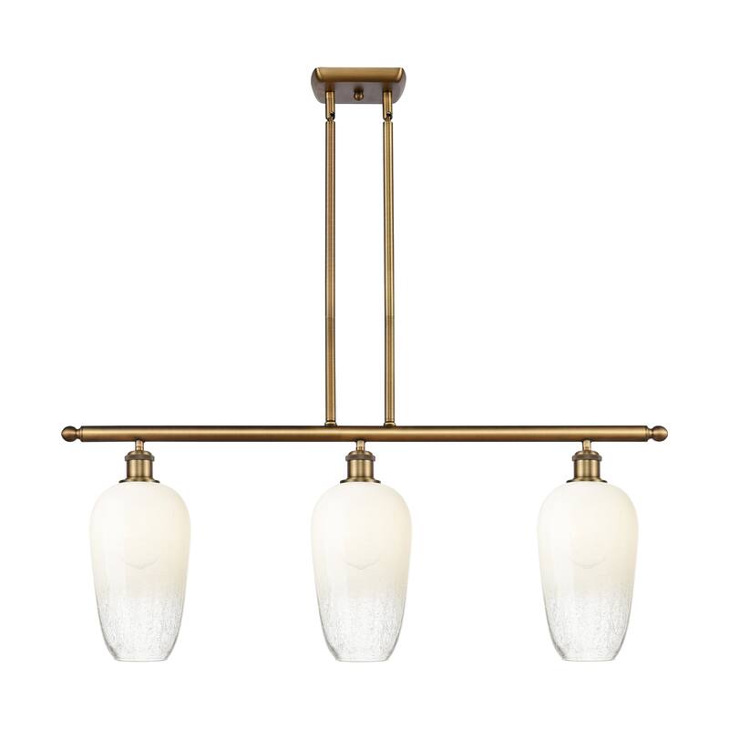 Innovations Lighting Endless Possibilities Ballston - Brookhaven Flute - 3 Light 36" Stem Hung Island Light - Brushed Brass/Opal