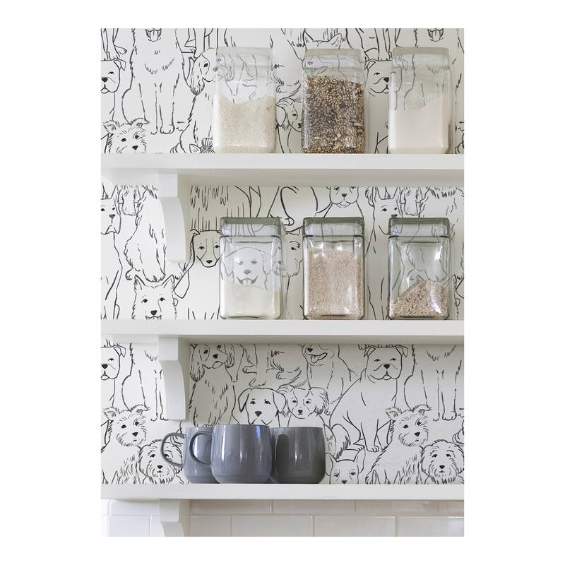 NuWallpaper Black & White Paws On Peel & Stick Wallpaper - 216in x 20.5in x 0.025in