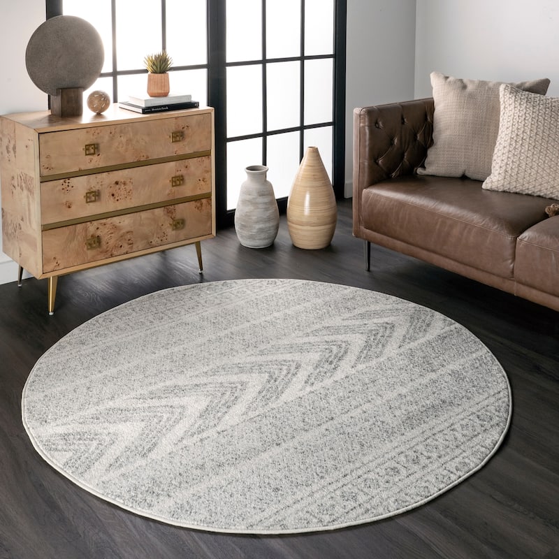 Nuloom Geometric Modern Stripes Faded Area Rug - 6'7" x 9' Oval - Grey - Oval