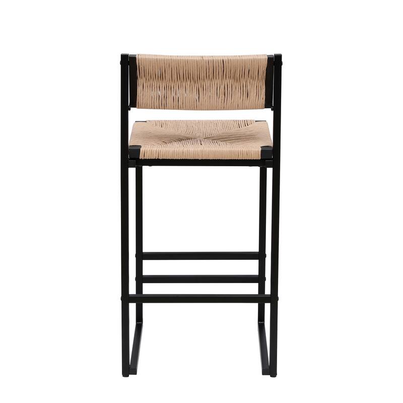 Dining Chairs with Back Hand Weave Stools for Kichen Island Set of 2