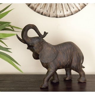 Gray Polystone Elephant Decorative Sculpture