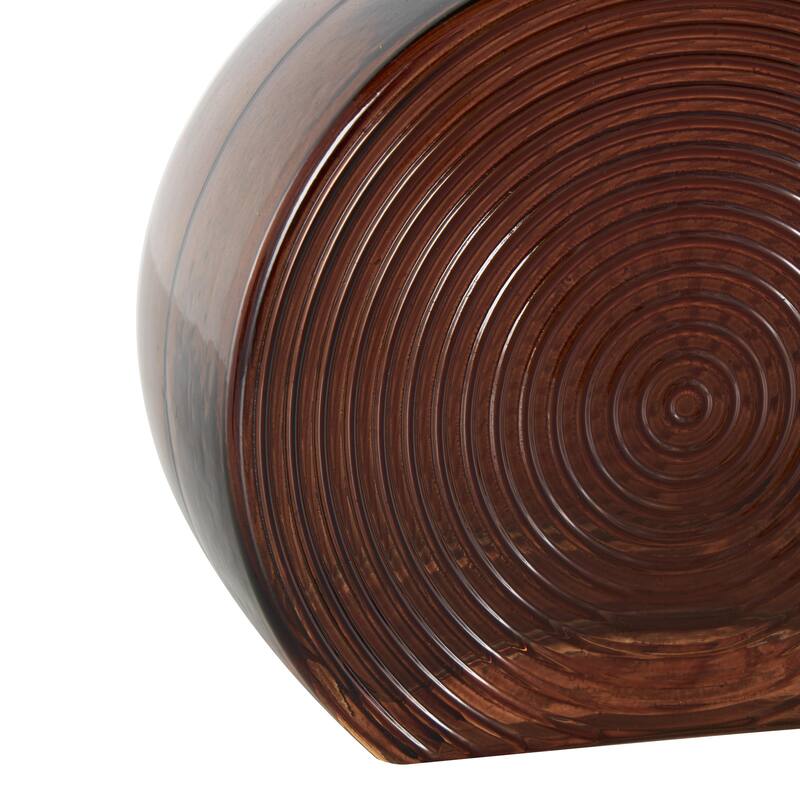 Glass Geometric Shapes Ombre Living Room Decorative Jars with Textured Grooves - Set of 3 Brown - Roche River Decor