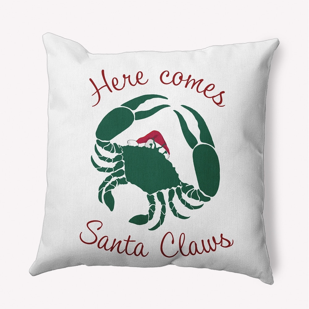 Santa Claws Crab Beachy Christmas Indoor/Outdoor Throw Pillow