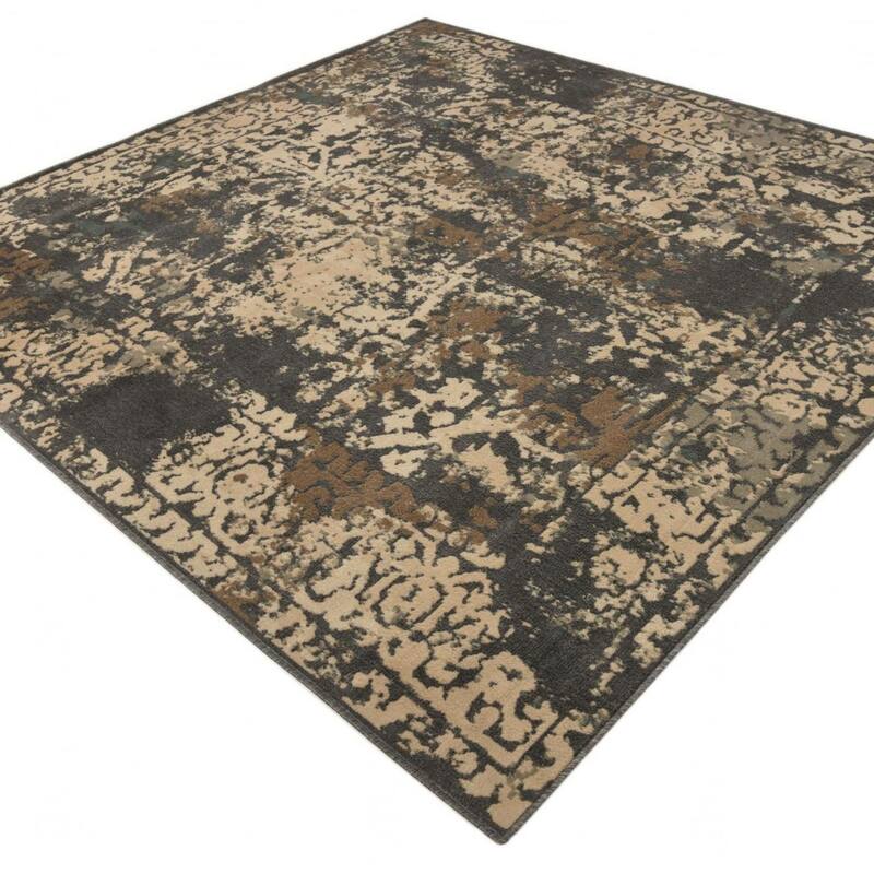 Contemporary Daisy Collection Area Rug - Gray - 8' Square