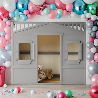 Modern Full Size House Loft Bed With Ladder and Solid Construction,No Box Spring Required