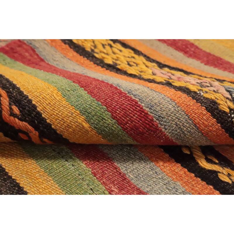 Hand Woven Oriental 100% Wool Carpet Southwestern Tribal Multi-Colored Kilim Area Rug - 9' 6'' X 5' 1''
