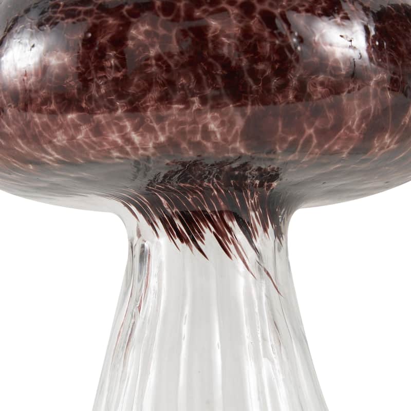 Glass Mushroom Textured Decorative Sculpture with Clear Stems - Set of 3 Red - Roche River Decor