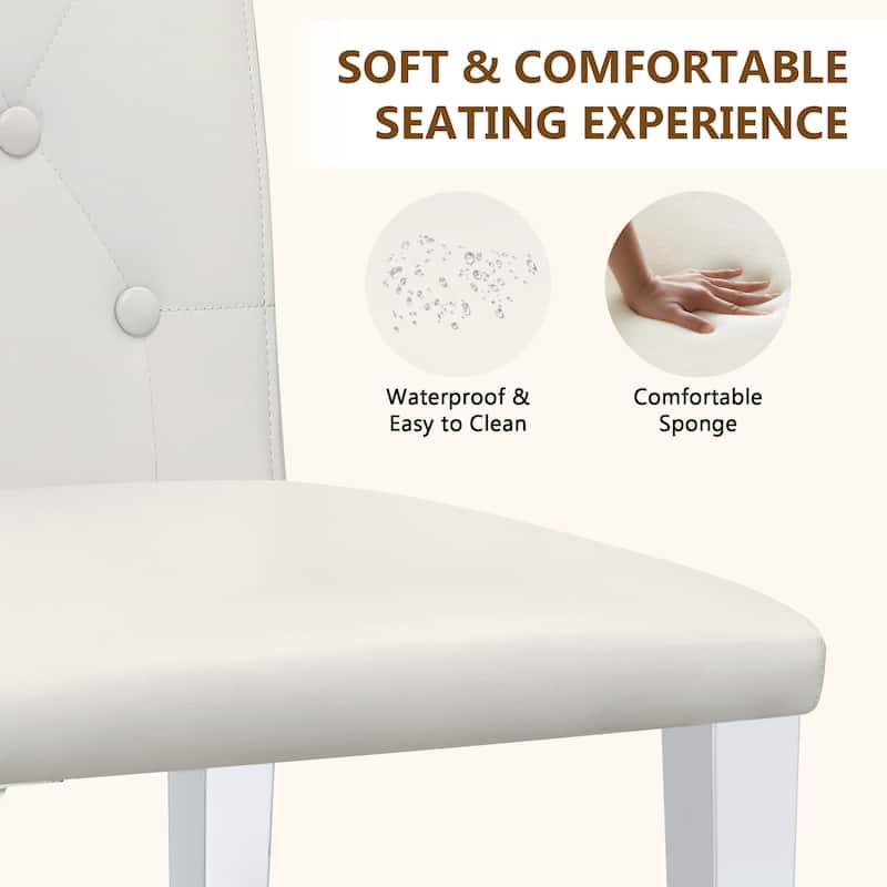 Modern PU Dining Chair with Ergonomic Buckle Backrest and Adjustable Non-Slip Feet, for Restaurants, 4-Piece Set