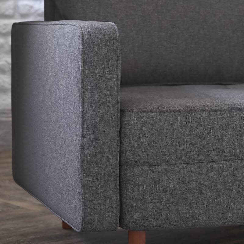 Compact Upholstered Tufted Chair with Wooden Legs - 30.5"D x 33"W x 33"H